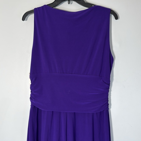 Chaps Dress Purple Ruched Midi Faux Wrap Sleeveless Sheath in Size L NWT - Picture 8 of 12